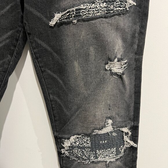 AMIRI Black Bandana Patch MX1 Denim Jeans sz 36 - Picture 3 of 11